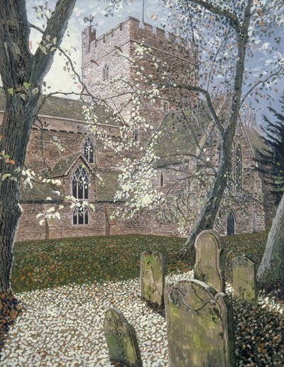 Catedral de Brecon, día de otoño, 1992 de Huw S. Parsons
