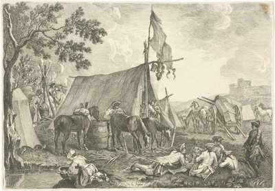 Paisaje con un campamento militar. de Hyacinth de La Pegna