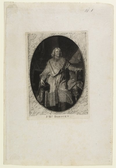 J.B. Bossuet (en pie), grabado por Jean-Baptiste de Grateloup, 1771 de Hyacinthe Francois Rigaud