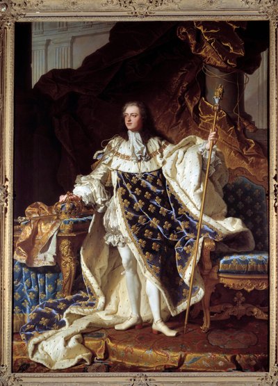 Retrato de cuerpo entero de Luis XV en traje de coronación (1710-1774) de Hyacinthe Francois Rigaud