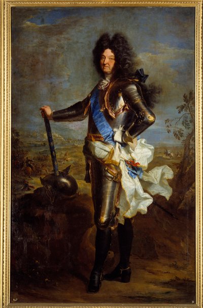 Retrato de cuerpo entero de Luis XIV en armadura de Hyacinthe Francois Rigaud