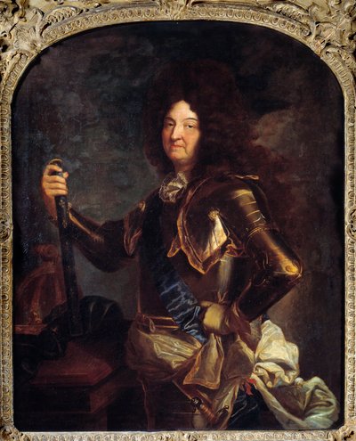 Retrato del Rey de Francia Luis XIV en armadura de Hyacinthe Francois Rigaud