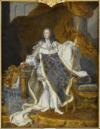 Retrato de Luis XV en su traje real de Hyacinthe François Honoré Rigaud