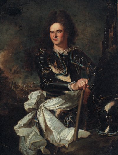 Retrato del Conde de Evreux, con un bastón de mariscal y la banda de la Orden del Espíritu Santo de Hyacinthe Francois Rigaud
