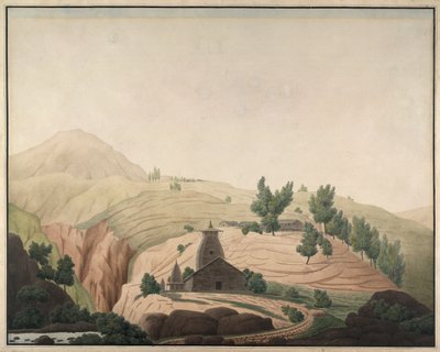 El pueblo de Barhaiti con un templo en primer plano de Hyder Jung Hearsey
