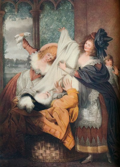 Las alegres comadres de Windsor: Acto III, Escena III, siglo XVIII de I. P. Simon