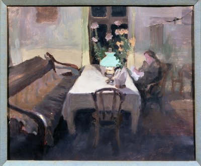 Habitación, por la tarde. Obra de Jakov Jakolevich Kalinichenko (1869-1938), óleo sobre papel de Iakov Kalinichenko