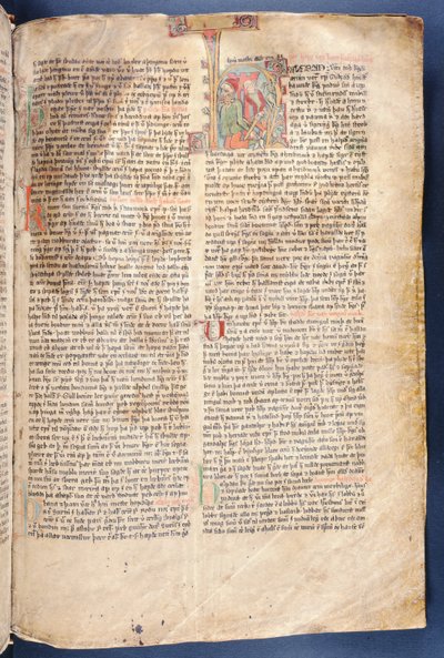 El comienzo de La Historia de Halfdan el Negro, del Flateyjarbok (El Libro de Flatey) finales del siglo XIV de Icelandic School