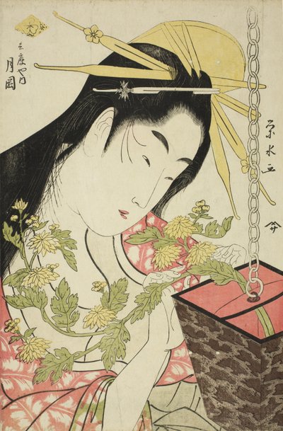 La cortesana Tsukioka del Hyogoya, c.1797 de Ichirakutei Eisui