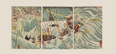 Los fantasmas de Taira atacan el barco de Yoshitsune de Ichiyusai Kuniyoshi