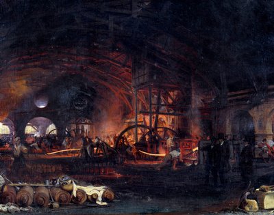 Revolución Industrial: La gran forja de Fourchambault (detalle) de Ignace Francois Bonhomme