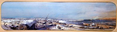 Paisaje industrial en el campo de carbón de Blanzy bajo la nieve, Saona y Loira de Ignace Francois Bonhomme