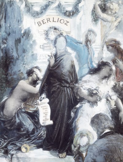 Litografía en acuarela conmemorando el centenario del nacimiento de Hector Berlioz de Ignace Henri Jean Fantin Latour