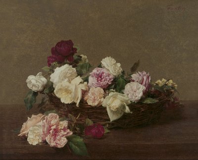 Una canasta de rosas, 1890 de Ignace Henri Jean Fantin Latour
