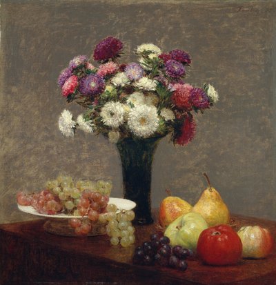 Ásteres y fruta en una mesa, 1863 de Ignace Henri Jean Fantin Latour