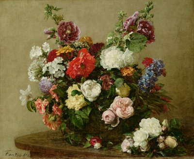 Rosas y peonías francesas, 1881 de Ignace Henri Jean Fantin Latour
