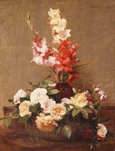 Gladiolos y rosas de Ignace Henri Jean Fantin Latour