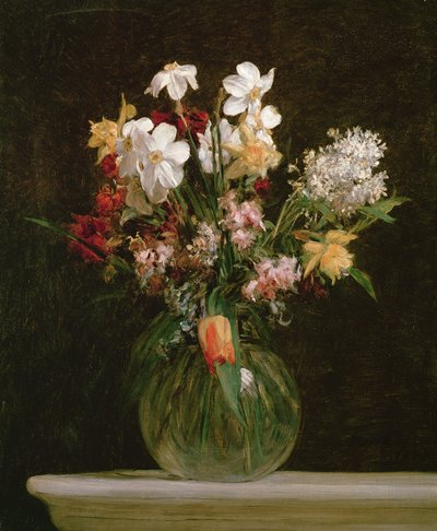 Narcisos Blancos, Jacintos y Tulipanes, 1864 de Ignace Henri Jean Fantin Latour