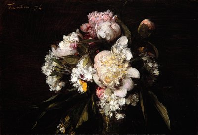 Peonías, claveles blancos y rosas, 1874 de Ignace Henri Jean Fantin Latour