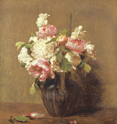 Peonías blancas y rosas, narcisos de Ignace Henri Jean Fantin Latour