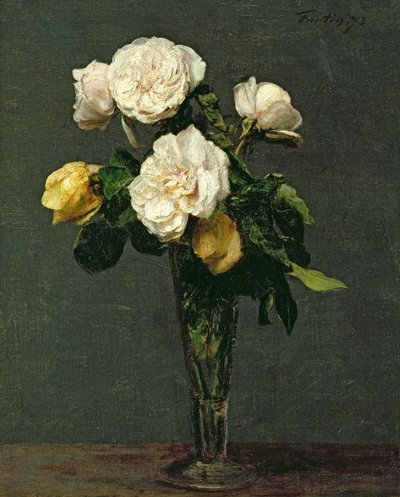Rosas en una Copa de Champán, 1873 de Ignace Henri Jean Fantin Latour