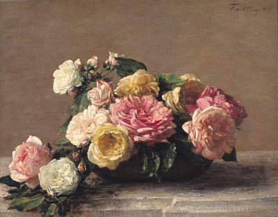 Rosas en un plato, 1882 de Ignace Henri Jean Fantin Latour