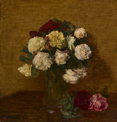 Rosas en un jarrón de Ignace Henri Jean Fantin Latour