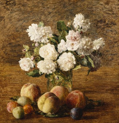 Naturaleza Muerta: Rosas y Frutas, 1878 de Ignace Henri Jean Fantin Latour