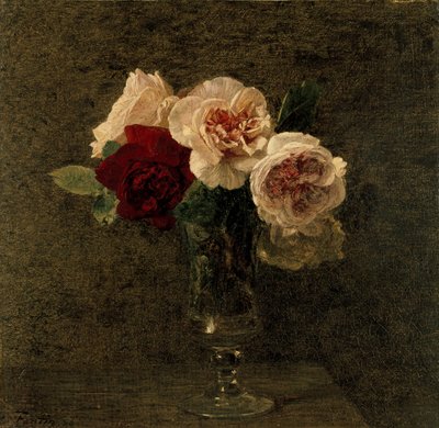Naturaleza muerta de rosas rosadas y rojas, siglo XIX de Ignace Henri Jean Fantin Latour