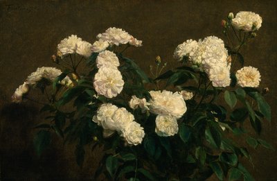 Naturaleza Muerta de Rosas Blancas de Ignace Henri Jean Fantin Latour