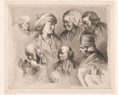 Composición con nueve cabezas de hombres y mujeres de diferentes edades de Ignace Joseph de Claussin