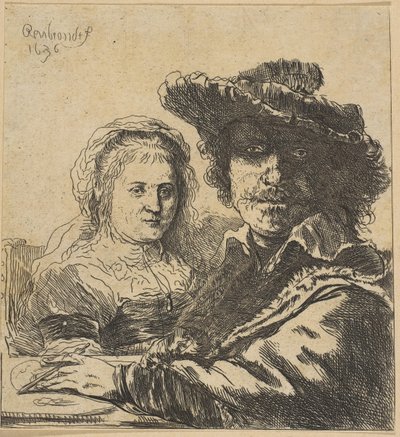 Rembrandt y su esposa copia, 1786-1844 de Ignace Joseph de Claussin