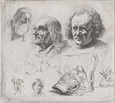 Estudio de seis cabezas y una lechera, 1816 de Ignace Joseph de Claussin