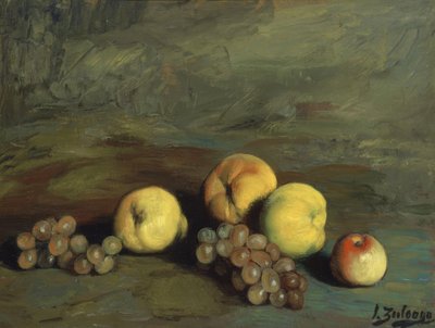 Bodegón (melocotón, manzanas, pera y uvas) – siglo XX de Ignacio Zuloaga y Zabaleta