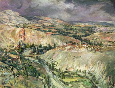 Campo en Navarra (óleo sobre cartulina) de Ignacio Zuloaga y Zabaleta