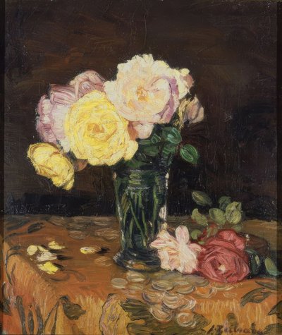 Florero con rosas – 1931 de Ignacio Zuloaga y Zabaleta