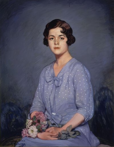Lucía (retrato de joven sentada con flores en la mano) (siglo XX) de Ignacio Zuloaga y Zabaleta