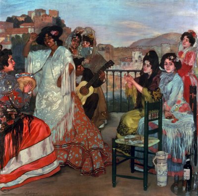 Tocando la guitarra en el balcón, c.1903 de Ignacio Zuloaga y Zabaleta