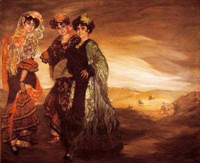 Los tres primos (con los trajes tradicionales españoles de bailarines) c.1903 de Ignacio Zuloaga y Zabaleta