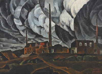 Paisaje con edificio de fábrica, principios de 1920 de Ignati Ignatyevich Nivinsky