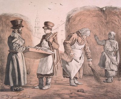 Vendedor ambulante de pasteles y cochero De la serie Estos son nuestros pueblos de Ignati Stepanovich Shchedrovsky