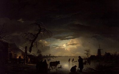 Paisaje invernal a la luz de la luna de Ignatius Josephus van Regemorter