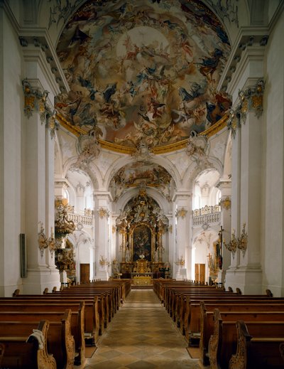 Vista interior de la Abadía de San Marino y San Aniano por el arquitecto Ignaz Guenther de Ignaz  Gunther