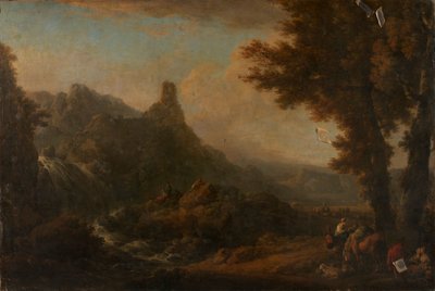 paisaje con cascada de Ignaz Du Vivier