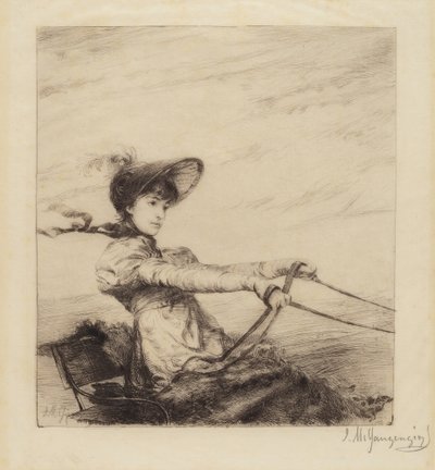 Sin título (Mujer conduciendo un carruaje) de Ignaz Marcel Gaugengigl