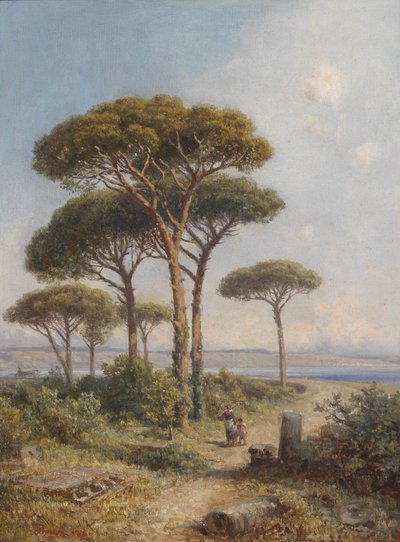 Paisaje meridional con personal figurativo de Ignaz Seelos