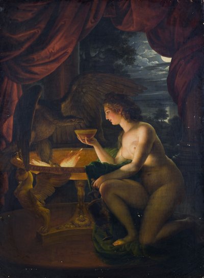 Hebe riega el águila de Zeus con néctar de Ignaz Unterberger