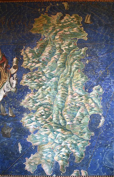 Mapa de Cerdeña - Galería de Mapas - Museos Vaticanos. de Ignazio Danti