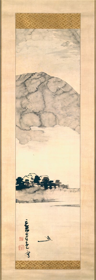 Pintura de dedos de un paisaje, siglo XVIII de Ike no Taiga