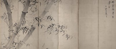 Bambú a la luz de la luna, pantalla plegable de seis paneles, c.1758-60 de Ike no Taiga